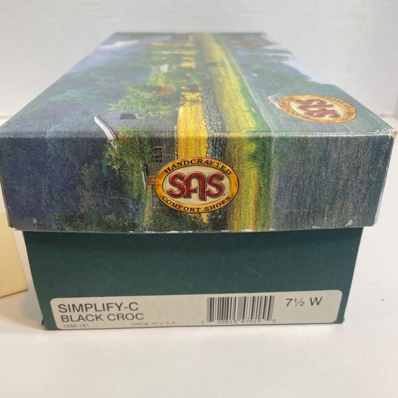 SAS Women's Black Croc Patent Leather Loafers with Tassel Tri-Pad Comfort Footbe - Picture 6 of 8